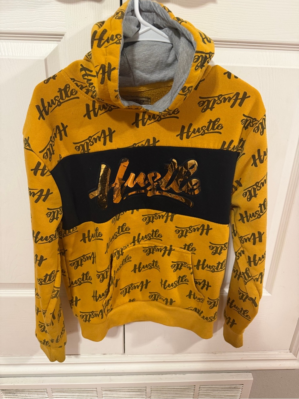 Hustler Hollywood Mustard Yellow Script Crewneck Hoodie